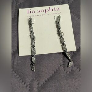 Lia Sophia crystal hematite dangle earrings